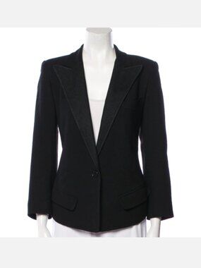 Smythe Wide Notched Lapels Taylored Blazer Jacket Sz 2 Black
